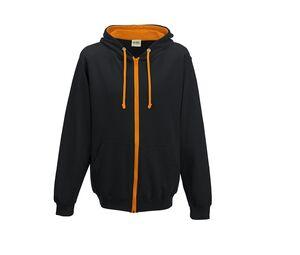 AWDIS JH053 - Sweat capuche zippé contrasté Jet Black/ Orange Crush