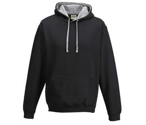 AWDIS JH003 - Sweat capuche contrastée Jet Black / Heather Grey