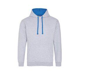 AWDIS JH003 - Sweat capuche contrastée Heather Grey/Sapphire Blue