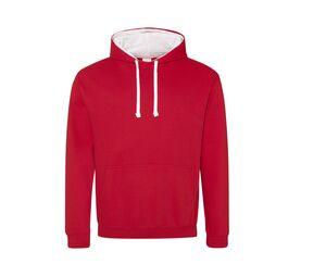 AWDIS JH003 - Sweat capuche contrastée Fire Red/ Arctic White