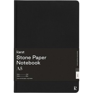 Karst® 107798 - Karst® A5 hardcover notesbog i stenpapir — kvadratisk Solid Black