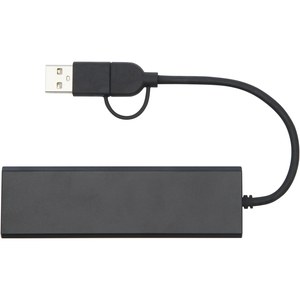 Tekiō® 124344 - Rise RCS USB 2.0 hub af genvundet aluminium Solid Black