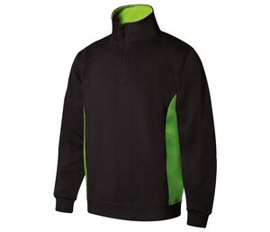 VELILLA V5704 - Two-tone zipped collar sweatshirt Black/Lime